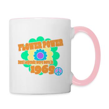 Flower Power Année de naissance 1969 Peace Flower Hippie - Mug contrasté - blanc/rose - Droite