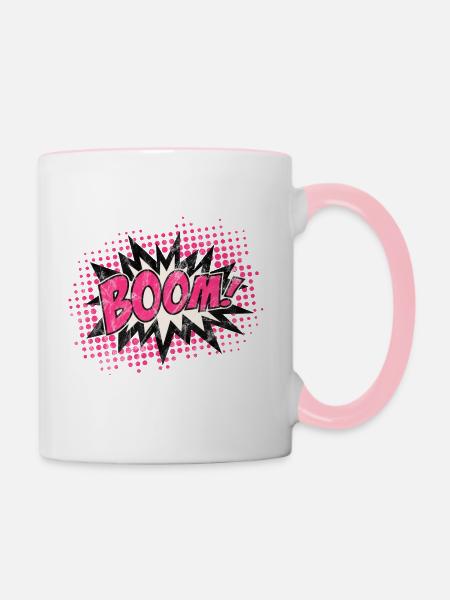 Vintage Comic Boom Explosion - Tasse zweifarbig - Weiß/Pink