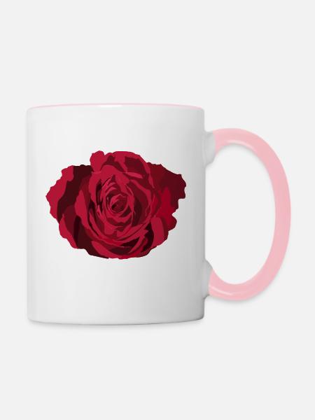 Rote Rose - Tasse zweifarbig - Weiß/Pink