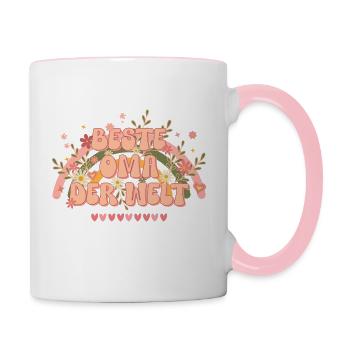 Großmuttertags-Geschenk beste Oma der Welt groovy - Tasse zweifarbig - Weiß/Pink - Rechts