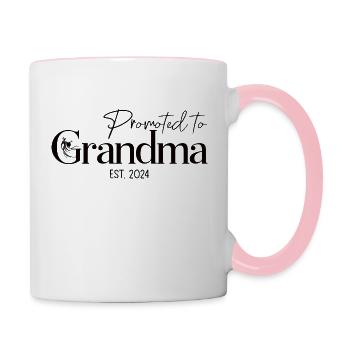 Promoted to Grandma 2024 Special Baby Announcement - Contrasting Mug - white/pink - Right