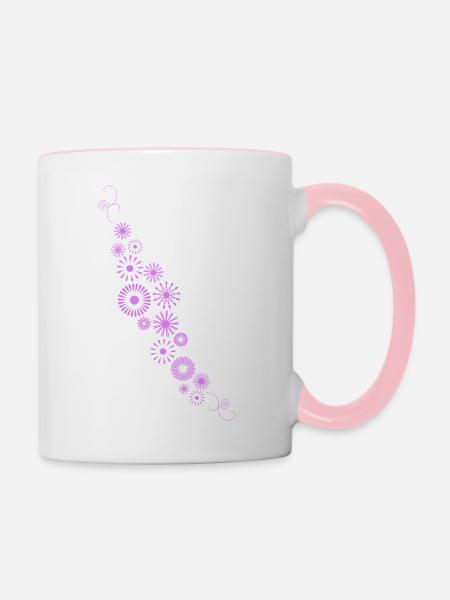 Blumen - Tasse zweifarbig - Weiß/Pink