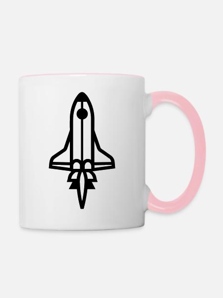 Rakete - Tasse zweifarbig - Weiß/Pink