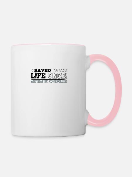 Fluglotse - Tasse zweifarbig - Weiß/Pink