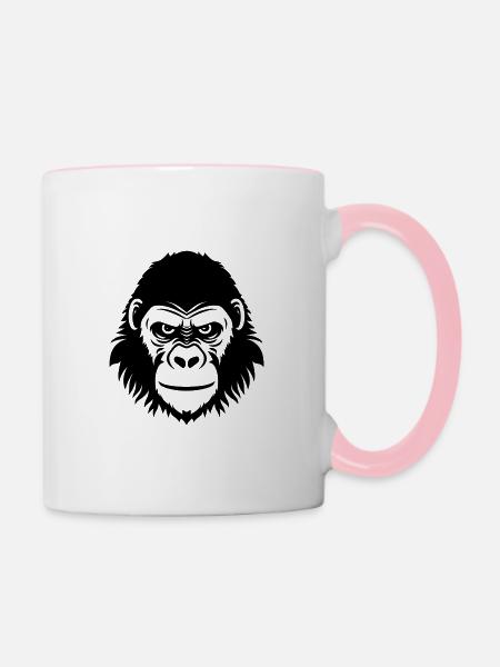 Gorilla - Tasse zweifarbig - Weiß/Pink