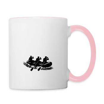 Rafting Umriss Motiv - Tasse zweifarbig - Weiß/Pink - Rechts