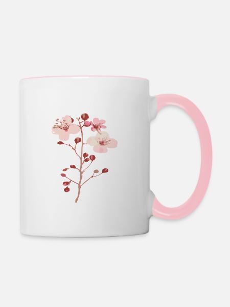 Blüten vom Kirschbaum sakura - Tasse zweifarbig - Weiß/Pink