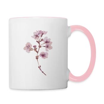 Cherry blossom sakura illustration sticker - Contrasting Mug - white/pink - Right
