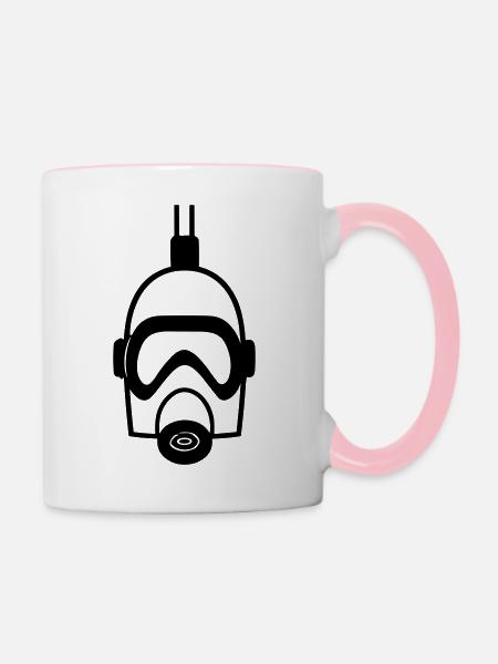 Gasmaske - Tasse zweifarbig - Weiß/Pink