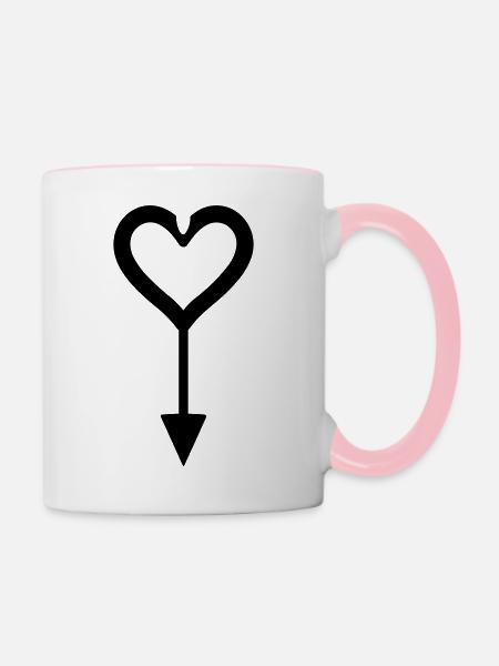 Herz-Pfeil - Tasse zweifarbig - Weiß/Pink
