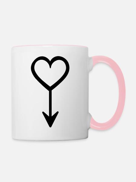 Herz-Pfeil - Tasse zweifarbig - Weiß/Pink
