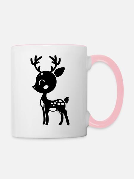 Hirsch - Tasse zweifarbig - Weiß/Pink