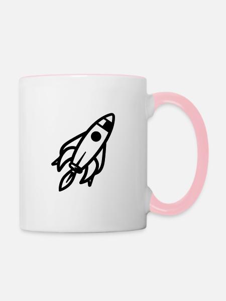 Rakete - Tasse zweifarbig - Weiß/Pink