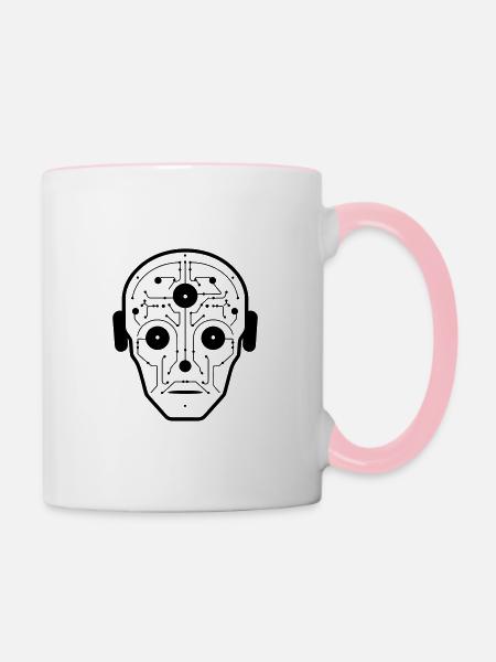 Roboter - Tasse zweifarbig - Weiß/Pink