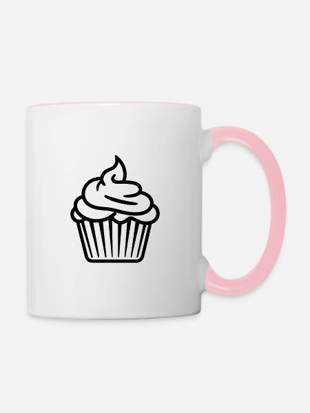 Cupcake - Tasse zweifarbig - Weiß/Pink