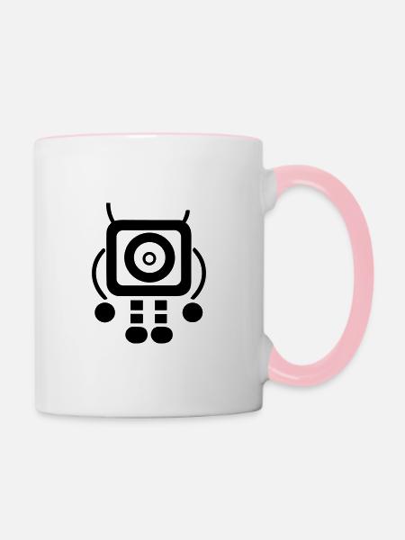 Kleiner Roboter - Tasse zweifarbig - Weiß/Pink