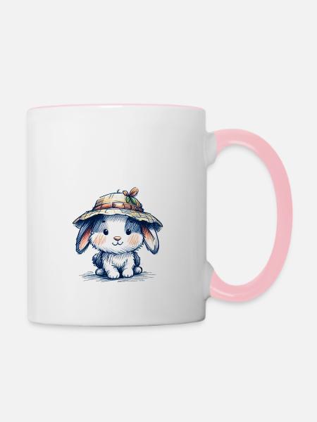 Häschen - Tasse zweifarbig - Weiß/Pink