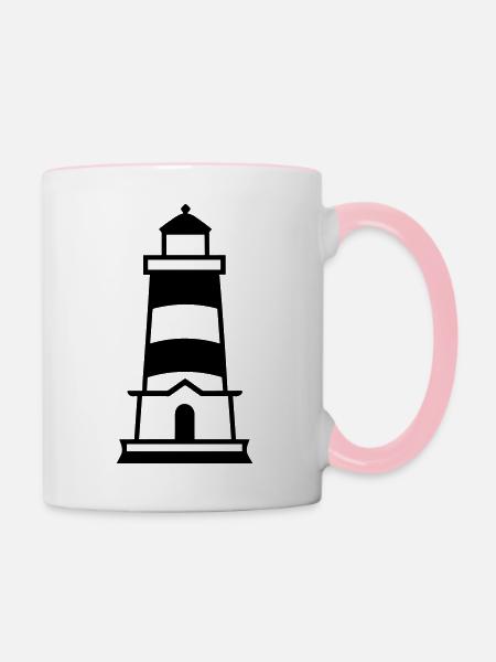 Leuchtturm - Tasse zweifarbig - Weiß/Pink