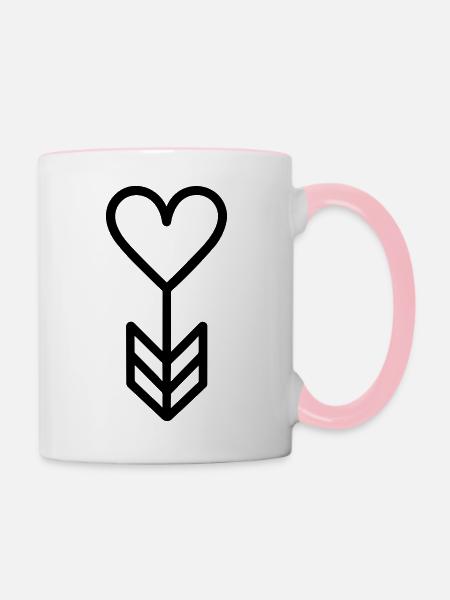 Herz-Pfeil - Tasse zweifarbig - Weiß/Pink