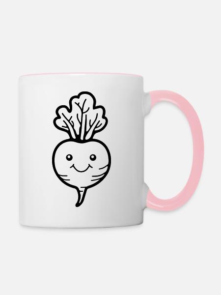 Rübe - Tasse zweifarbig - Weiß/Pink