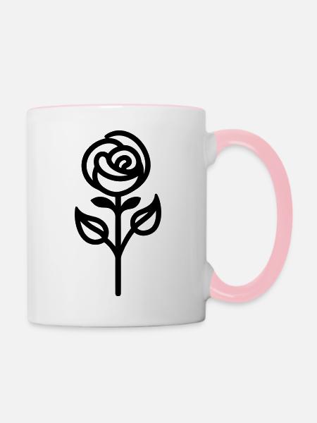 Rosa Blume - Tasse zweifarbig - Weiß/Pink