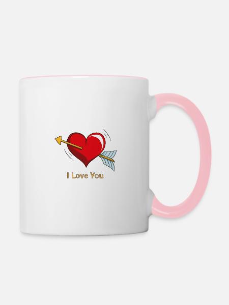 Amors Herz - Tasse zweifarbig - Weiß/Pink