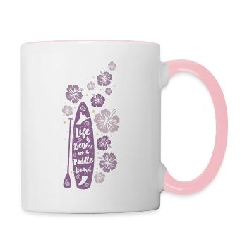 La vie est meilleure sur une planche à pagaie - rose - Mug contrasté - blanc/rose - Droite