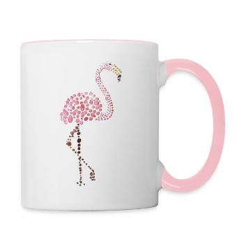 rosa Flamingo - Tasse zweifarbig - Weiß/Pink - Rechts