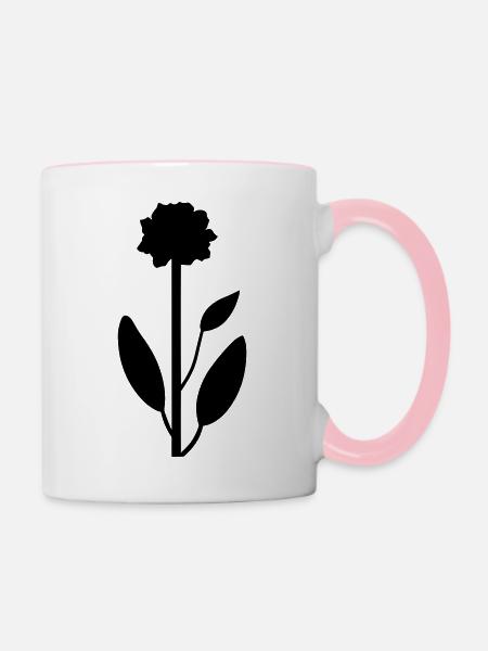 Blume mit Stiel - Tasse zweifarbig - Weiß/Pink