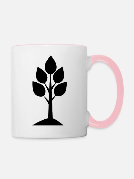 Baum - Tasse zweifarbig - Weiß/Pink