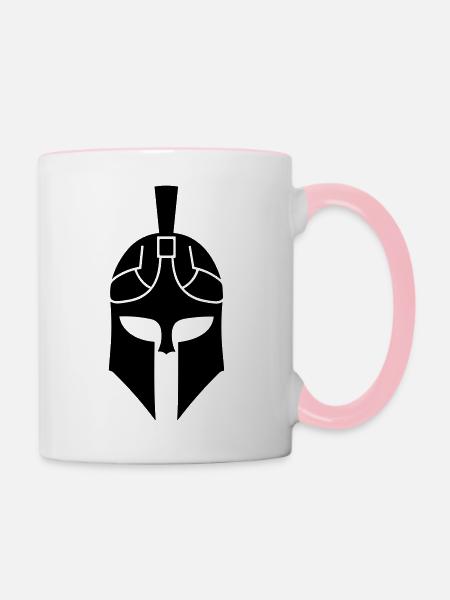 Spartanischer Helm - Tasse zweifarbig - Weiß/Pink