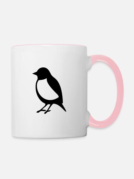 Vögelchen - Tasse zweifarbig - Weiß/Pink