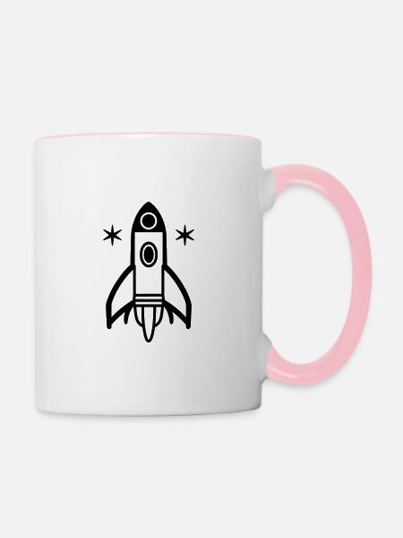 Rakete - Tasse zweifarbig - Weiß/Pink