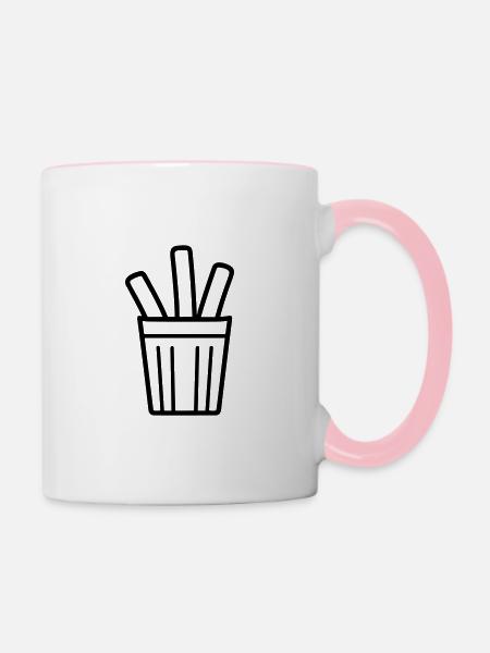 Pommes frites - Tasse zweifarbig - Weiß/Pink