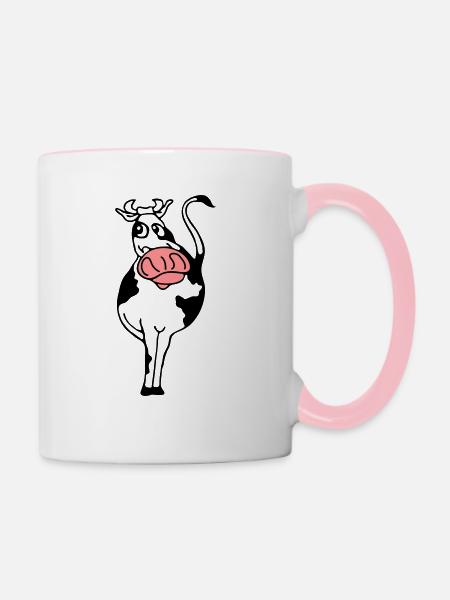 Stier - Tasse zweifarbig - Weiß/Pink