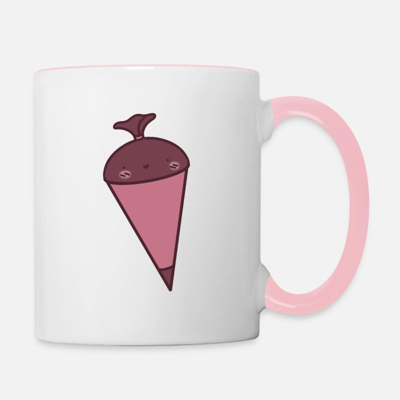 Cute pink school cone - Contrasting Mug - white/pink