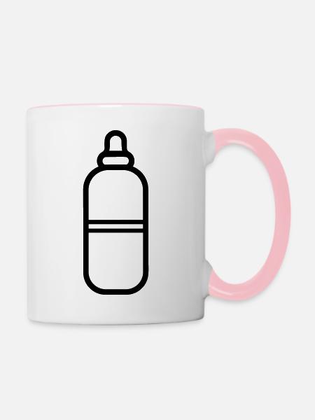 Flasche - Tasse zweifarbig - Weiß/Pink