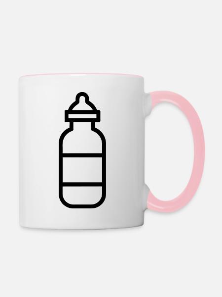 Flasche - Tasse zweifarbig - Weiß/Pink