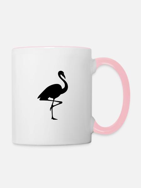 Rosa Flamingo - Tasse zweifarbig - Weiß/Pink