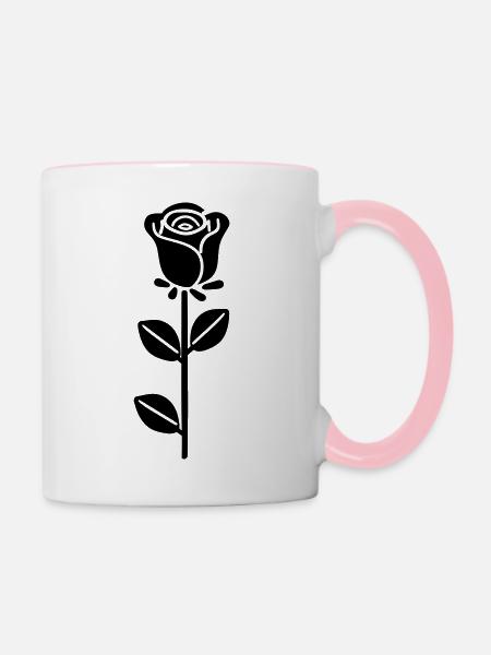 Rosa Blume - Tasse zweifarbig - Weiß/Pink