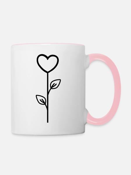 Rosa Blume - Tasse zweifarbig - Weiß/Pink