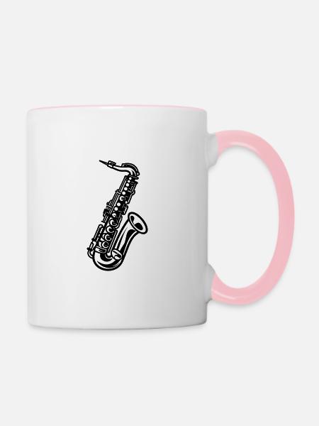 Saxophon - Tasse zweifarbig - Weiß/Pink