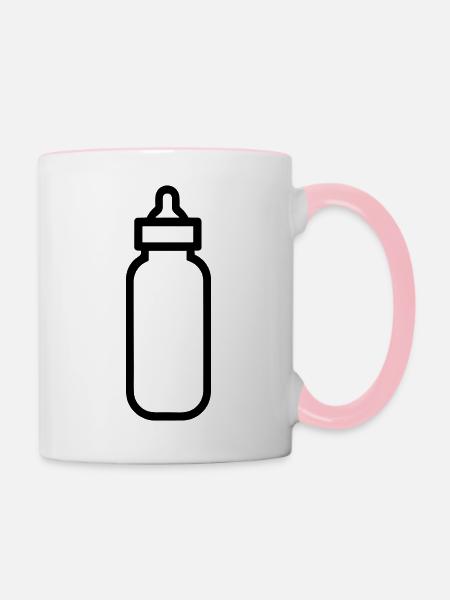 Flasche - Tasse zweifarbig - Weiß/Pink