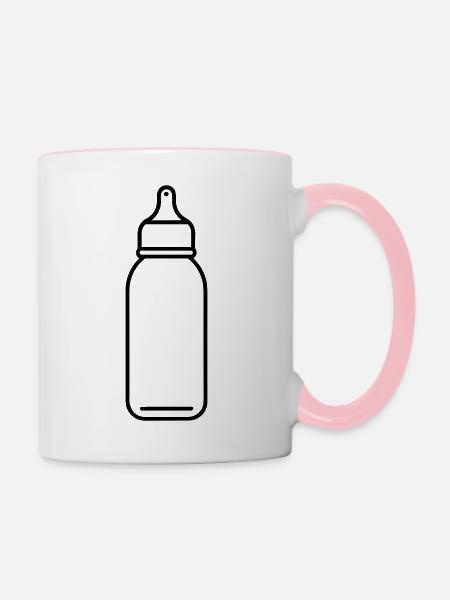 Flasche - Tasse zweifarbig - Weiß/Pink
