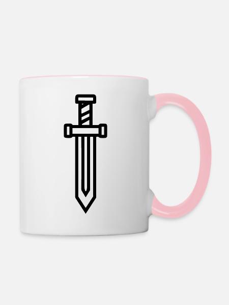 Schwert - Tasse zweifarbig - Weiß/Pink