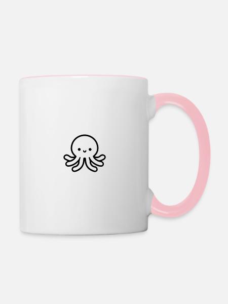 Krake - Tasse zweifarbig - Weiß/Pink