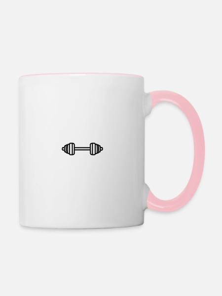 Hantel - Tasse zweifarbig - Weiß/Pink