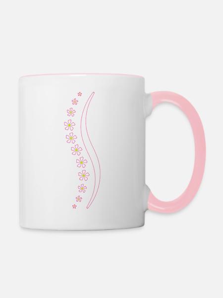 Blumen-Wirbelsäule rosa - Tasse zweifarbig - Weiß/Pink