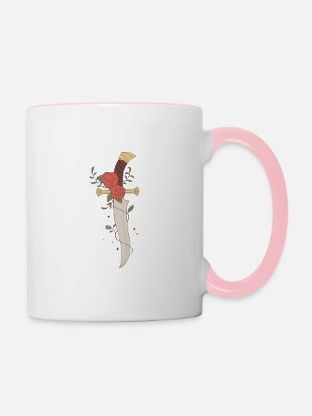 Messer der Rosen - Tasse zweifarbig - Weiß/Pink