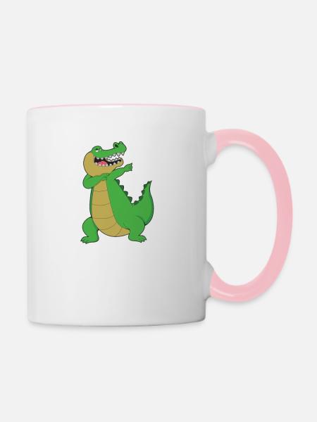 Krokodil - Tasse zweifarbig - Weiß/Pink
